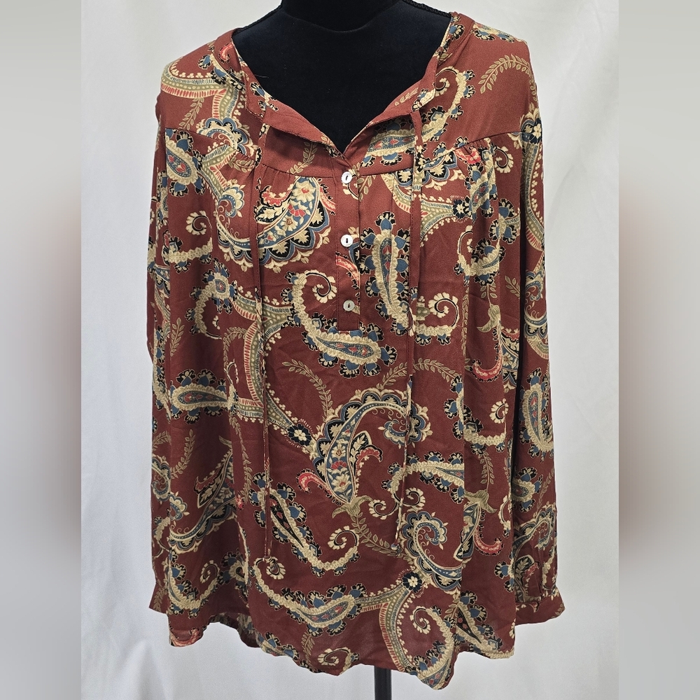 DR2 women plus size XXL long sleeve tunic paisley office career cottagecore